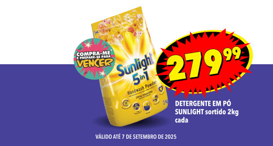 DETERGENTE EM PÓ SUNLIGHT SORTIDO 2kg CADA, 279,99