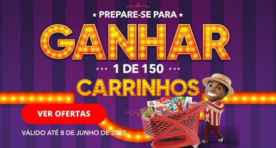 É o nosso Grande Carnaval de Preços Baixos e pode ter a oportunidade de ganhar 1 dos 140 Trolley Dashes. Para participar neste passatempo, compre 3 ou mais produtos aderentes na loja! O passatempo termina a 8 de junho de 2025. Aplicam-se os termos e condições!